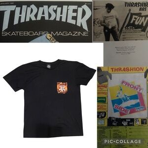 THRASHER Inferno Pocket T-Shirt - Black Size L skateboard skate Streetwear icon‎